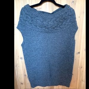 BCBG Off the Shoulder Cable knit Wool Sweater